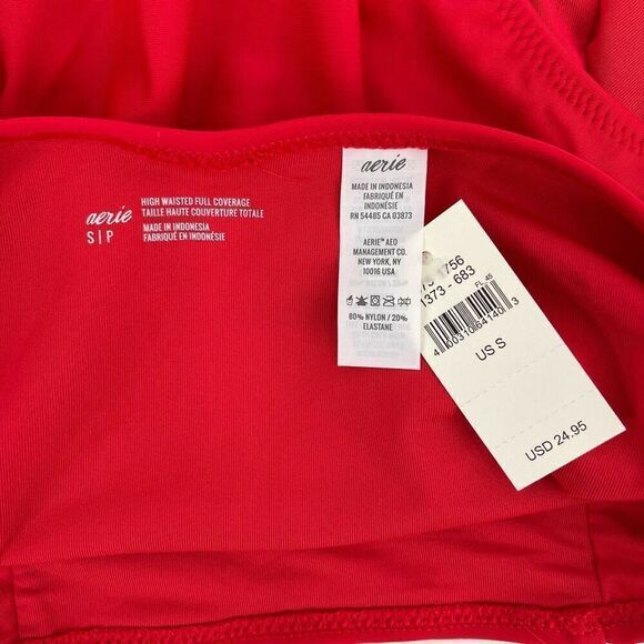 Aerie High Waisted Full Coverage Swimsuit Bottoms Women Small Red NWT - Picture 3 of 4
